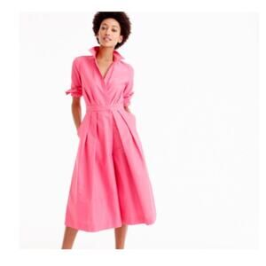 J. CREW COLLECTION Bright Dahlia Cotton Silk Wide Leg Jumpsuit – Size 6 NWT